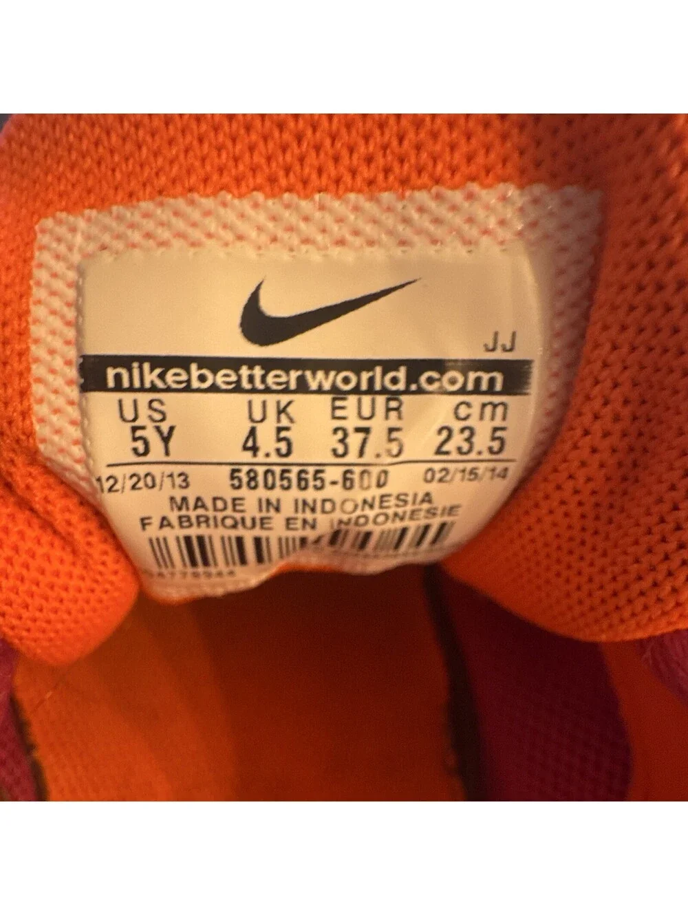 Nike Free 5.0 Unisex Kids Pink/Orange Mesh Lace Sneakers US 5Y 580565-600 [COPY]